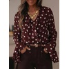 image:imageAstylish Womens Polka Dot Long Sleeve Blouse with Tie Neck Business Casual TopRed