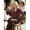image:imageAstylish Womens Polka Dot Long Sleeve Blouse with Tie Neck Business Casual TopRed
