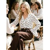 image:imageAstylish Womens Polka Dot Long Sleeve Blouse with Tie Neck Business Casual TopWhite