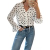 image:imageAstylish Womens Polka Dot Long Sleeve Blouse with Tie Neck Business Casual TopWhite