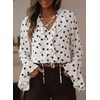 image:imageAstylish Womens Polka Dot Long Sleeve Blouse with Tie Neck Business Casual TopWhite