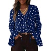image:imageAstylish Womens Polka Dot Long Sleeve Blouse with Tie Neck Business Casual TopBlue