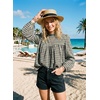image:imageAstylish Womens Long Sleeve Gingham Tops Mock Neck Plaid Babydoll Tops 2026 Loose Flowy Blouses ShirtsBlack