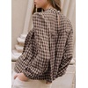 image:imageAstylish Womens Long Sleeve Gingham Tops Mock Neck Plaid Babydoll Tops 2026 Loose Flowy Blouses ShirtsBrown