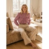 image:imageAstylish Womens Long Sleeve Gingham Tops Mock Neck Plaid Babydoll Tops 2026 Loose Flowy Blouses ShirtsCoral