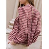 image:imageAstylish Womens Long Sleeve Gingham Tops Mock Neck Plaid Babydoll Tops 2026 Loose Flowy Blouses ShirtsCoral