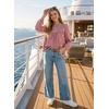 image:imageAstylish Womens Long Sleeve Gingham Tops Mock Neck Plaid Babydoll Tops 2026 Loose Flowy Blouses ShirtsCoral
