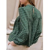 image:imageAstylish Womens Long Sleeve Gingham Tops Mock Neck Plaid Babydoll Tops 2026 Loose Flowy Blouses ShirtsDark Green