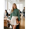 image:imageAstylish Womens Long Sleeve Gingham Tops Mock Neck Plaid Babydoll Tops 2026 Loose Flowy Blouses ShirtsDark Green