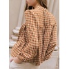 image:imageAstylish Womens Long Sleeve Gingham Tops Mock Neck Plaid Babydoll Tops 2026 Loose Flowy Blouses ShirtsKhaki