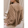 image:imageAstylish Womens Long Sleeve Gingham Tops Mock Neck Plaid Babydoll Tops 2026 Loose Flowy Blouses ShirtsLight Brown