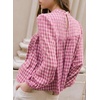 image:imageAstylish Womens Long Sleeve Gingham Tops Mock Neck Plaid Babydoll Tops 2026 Loose Flowy Blouses ShirtsRose Red