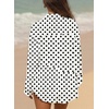 image:imageAstylish Women 2026 Loose Fit Tops Cotton Linen Button Down Shirts Collared Roll Up Long Sleeve V Neck BlousesY Black Polka Dot
