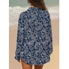image:imageAstylish Women 2026 Loose Fit Tops Cotton Linen Button Down Shirts Collared Roll Up Long Sleeve V Neck BlousesY Blue Paisley