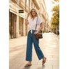image:imageAstylish Womens 2026 Stretchy Breathable Wide Leg High Waisted Jeans Casual Cropped Ankle Denim Pants with Vertical SeamsY Beau Blue