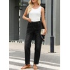 image:imageAstylish Womens Elastic Waist Jeans Drawstring Stretch Denim Pants with Functional PocketsBlack