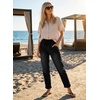 image:imageAstylish Womens Elastic Waist Jeans Drawstring Stretch Denim Pants with Functional PocketsBlack