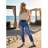 image:imageAstylish Womens Elastic Waist Jeans Drawstring Stretch Denim Pants with Functional PocketsBluing