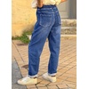 image:imageAstylish Womens Elastic Waist Jeans Drawstring Stretch Denim Pants with Functional PocketsBluing