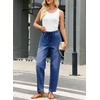 image:imageAstylish Womens Elastic Waist Jeans Drawstring Stretch Denim Pants with Functional PocketsBluing