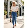 image:imageAstylish Womens Elastic Waist Jeans Drawstring Stretch Denim Pants with Functional PocketsBluing