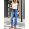image:imageAstylish Womens Elastic Waist Jeans Drawstring Stretch Denim Pants with Functional PocketsDark Blue