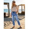 image:imageAstylish Womens Elastic Waist Jeans Drawstring Stretch Denim Pants with Functional PocketsDark Blue