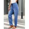 image:imageAstylish Womens Elastic Waist Jeans Drawstring Stretch Denim Pants with Functional PocketsDark Blue