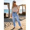 image:imageAstylish Womens Elastic Waist Jeans Drawstring Stretch Denim Pants with Functional PocketsLight Blue