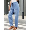 image:imageAstylish Womens Elastic Waist Jeans Drawstring Stretch Denim Pants with Functional PocketsLight Blue