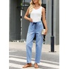 image:imageAstylish Womens Elastic Waist Jeans Drawstring Stretch Denim Pants with Functional PocketsLight Blue