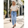image:imageAstylish Womens Elastic Waist Jeans Drawstring Stretch Denim Pants with Functional PocketsLight Blue