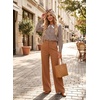 image:imageAstylish Womens Gingham Tops Lace Collar Elegant Blouses Long Sleeve Button Down ShirtsCoffee