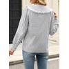 image:imageAstylish Womens Gingham Tops Lace Collar Elegant Blouses Long Sleeve Button Down ShirtsGray