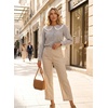 image:imageAstylish Womens Gingham Tops Lace Collar Elegant Blouses Long Sleeve Button Down ShirtsGray