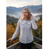 image:imageAstylish Womens Gingham Tops Lace Collar Elegant Blouses Long Sleeve Button Down ShirtsGray