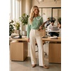 image:imageAstylish Womens Gingham Tops Lace Collar Elegant Blouses Long Sleeve Button Down ShirtsGreen