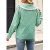 image:imageAstylish Womens Gingham Tops Lace Collar Elegant Blouses Long Sleeve Button Down ShirtsGreen