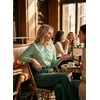 image:imageAstylish Womens Gingham Tops Lace Collar Elegant Blouses Long Sleeve Button Down ShirtsGreen