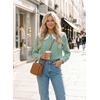 image:imageAstylish Womens Gingham Tops Lace Collar Elegant Blouses Long Sleeve Button Down ShirtsGreen