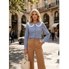 image:imageAstylish Womens Gingham Tops Lace Collar Elegant Blouses Long Sleeve Button Down ShirtsNavy Blue
