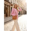 image:imageAstylish Womens Gingham Tops Lace Collar Elegant Blouses Long Sleeve Button Down ShirtsPink