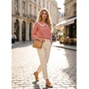 image:imageAstylish Womens Gingham Tops Lace Collar Elegant Blouses Long Sleeve Button Down ShirtsRed