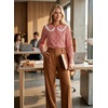 image:imageAstylish Womens Gingham Tops Lace Collar Elegant Blouses Long Sleeve Button Down ShirtsRed