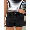 image:imageAstylish Womens High Waisted Denim Shorts Frayed Raw Hem Distressed Jean Shorts Stretchy Casual Summer ShortsBlack
