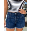 image:imageAstylish Womens High Waisted Denim Shorts Frayed Raw Hem Distressed Jean Shorts Stretchy Casual Summer ShortsDark Blue