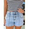 image:imageAstylish Womens High Waisted Denim Shorts Frayed Raw Hem Distressed Jean Shorts Stretchy Casual Summer ShortsMyosotis