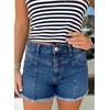 image:imageAstylish Womens High Waisted Denim Shorts Frayed Raw Hem Distressed Jean Shorts Stretchy Casual Summer ShortsSail Blue