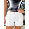 image:imageAstylish Womens High Waisted Denim Shorts Frayed Raw Hem Distressed Jean Shorts Stretchy Casual Summer ShortsWhite