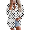 image:imageAstylish Women 2026 Loose Fit Tops Cotton Linen Button Down Shirts Collared Roll Up Long Sleeve V Neck BlousesY Black Polka Dot